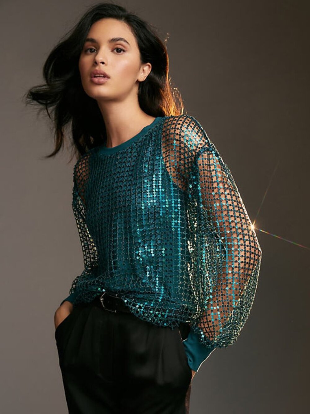 Anthropologie Pilcro Long-Sleeve Sequin Top Size Medium